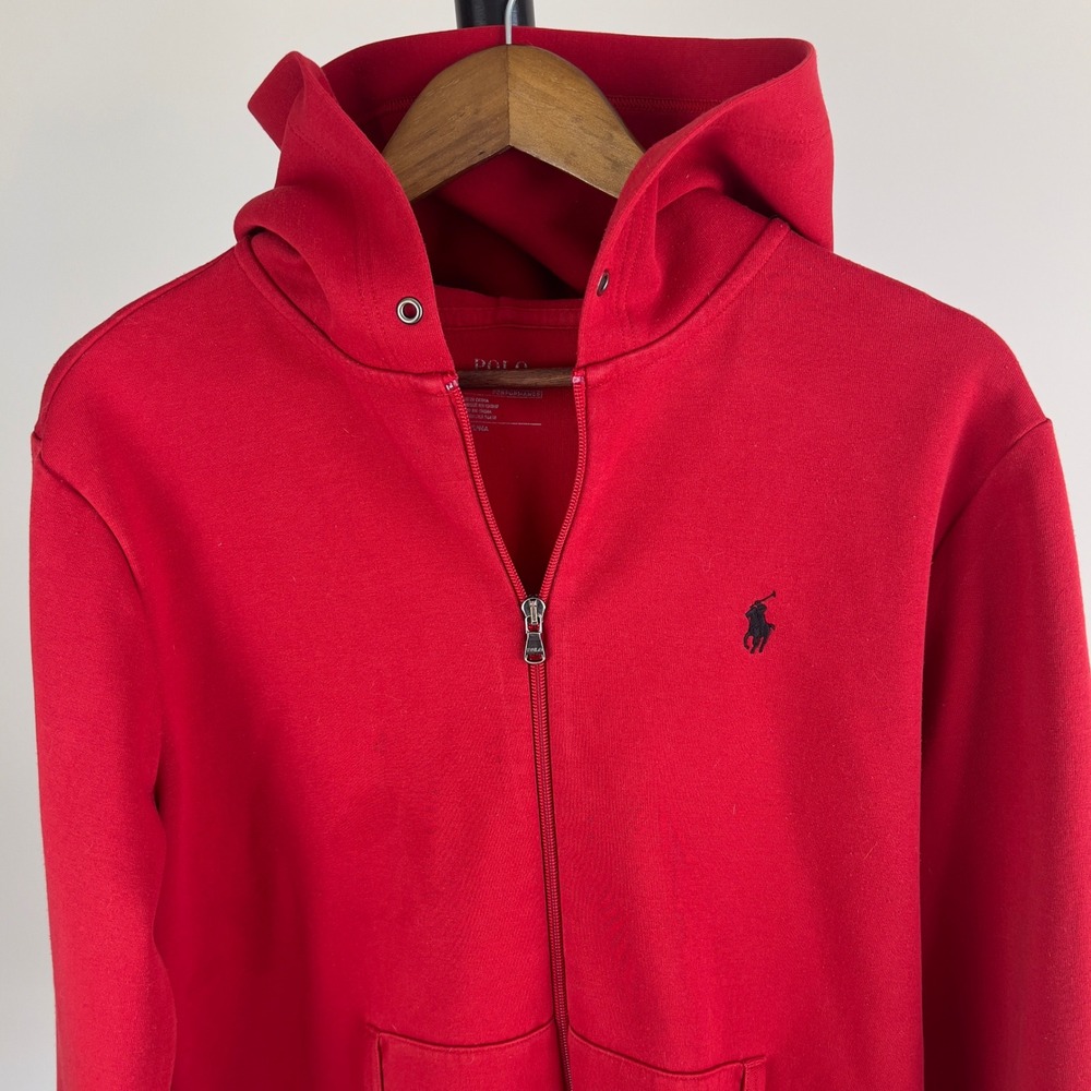 Polo Ralph Lauren Performance Mens Red Full Zip Hoodie Sweatshirt Medium